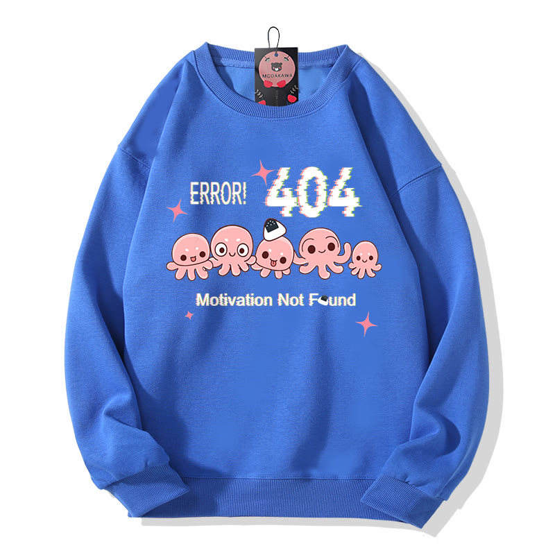 ERROR 404 MOTIVATION NICHT GEFUNDEN Sweatshirt mit Oktopus-Grafik und Rundhalsausschnitt - Blue - 5XL - image 5