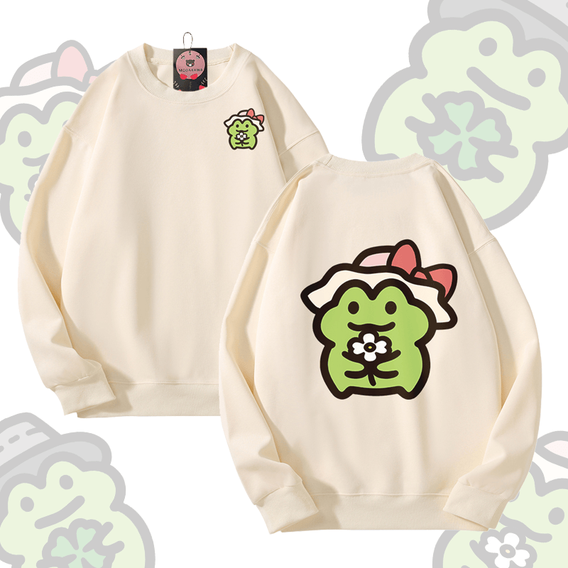MODAKAWA Unisex-Sweatshirt mit niedlichem Froschmotiv - Beige A - 5XL - image 6