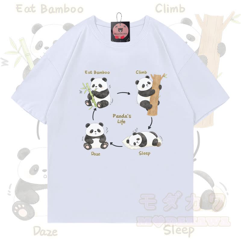 Panda's Life Grafik Modakawa 100% Baumwoll-T-Shirt - Weiß - 5XL - image 3