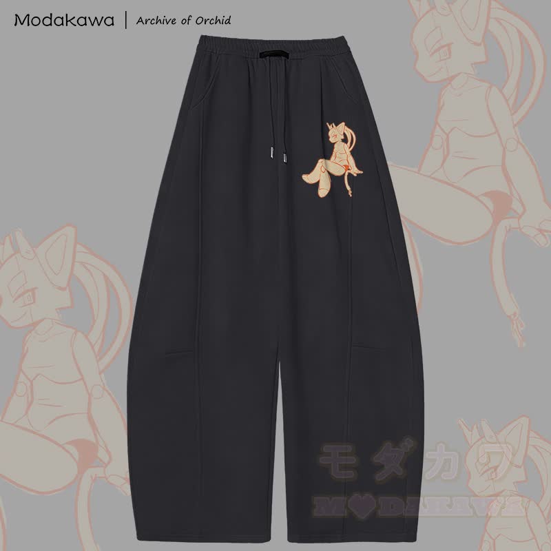 MODAKAWA X Archive of Orchid Devil Girl Graphic Wide Leg Pants - Schwarz - 5XL - image 5