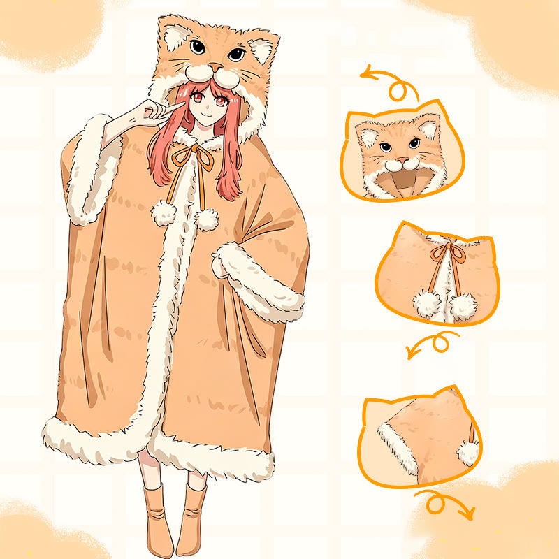 Niedlicher Cartoon-Katzen-Pyjama-Bademantel - image 6