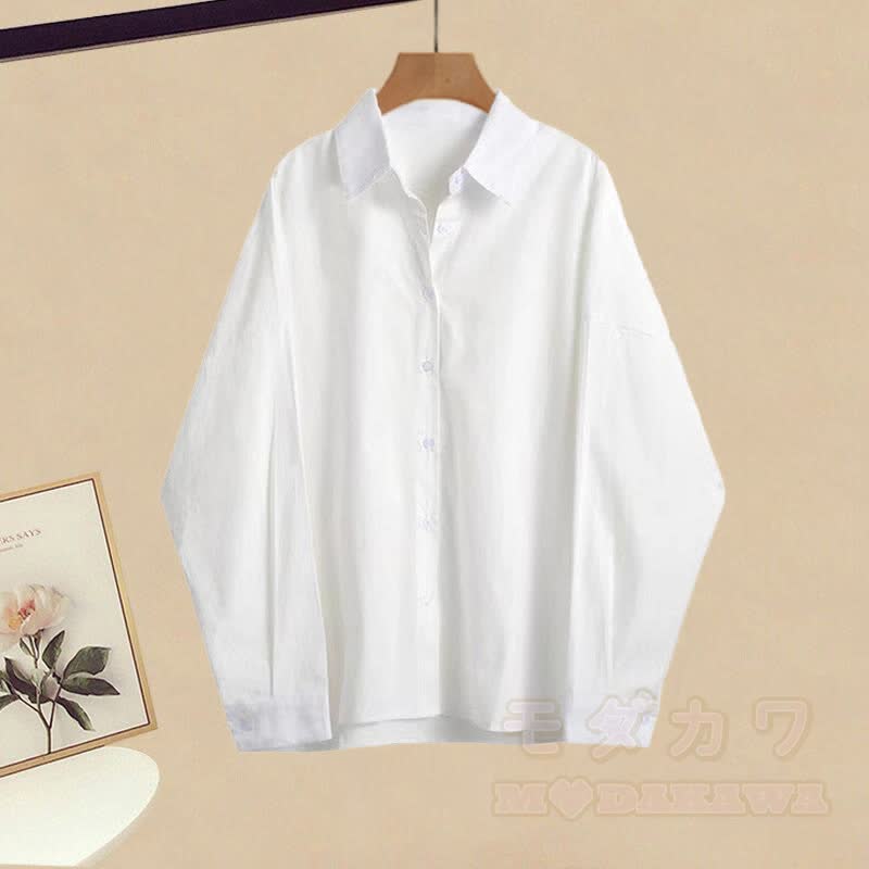 Strickpullover, weißes Hemd, karierter Rock, passendes Outfit - Hemd (Einzeln) - XL - image 3