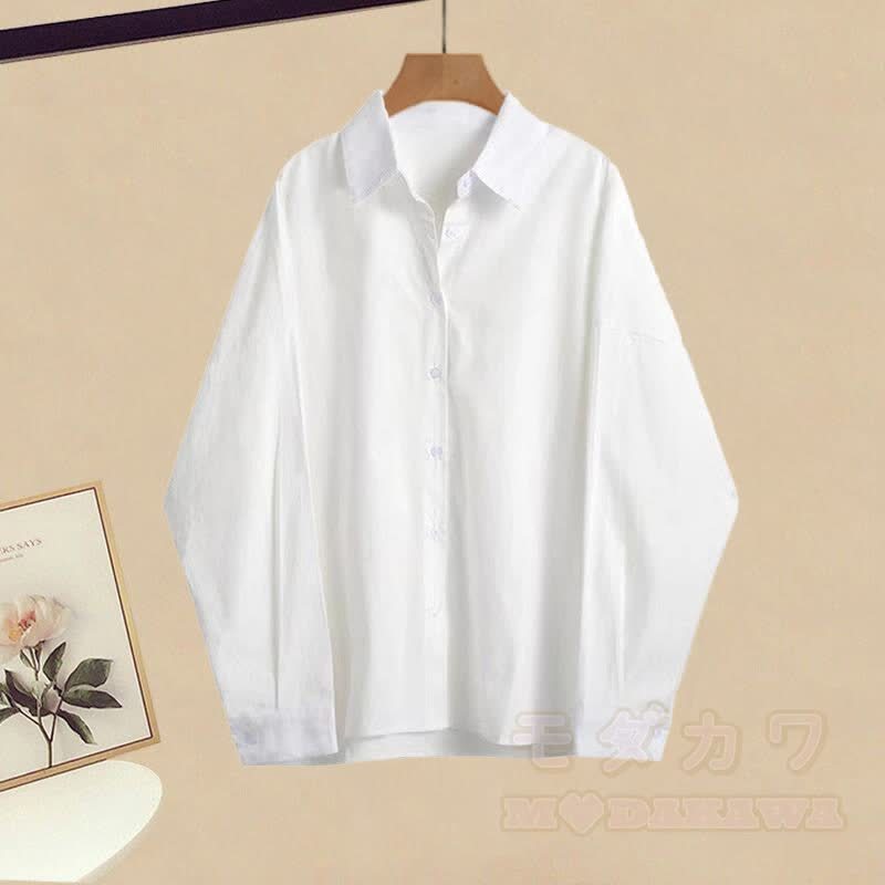 Strickpullover, weißes Hemd, karierter Rock, passendes Outfit - Hemd (Einzeln) - XL - image 3