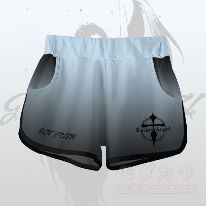 EVIL FAITH Angel Graphic Gradient T-Shirt Shorts Modakawa Matching Outfit - Blaue Shorts - 5XL - image 7