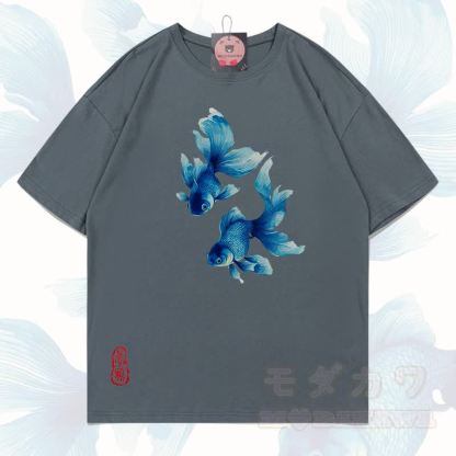 MODAKAWA Fisch-Grafik T-Shirt aus 100 % Baumwolle - Grau - 5XL - image 16