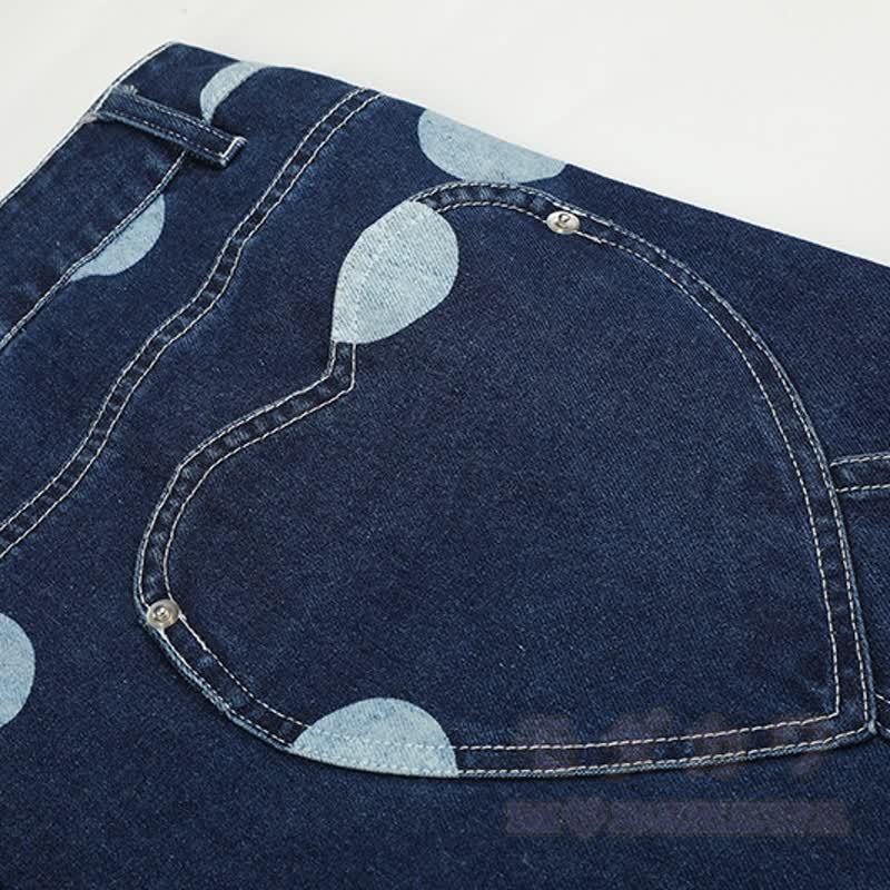 Hochwertige, strapazierfähige Jeans mit weitem Bein und Polka-Dot-Print - image 6