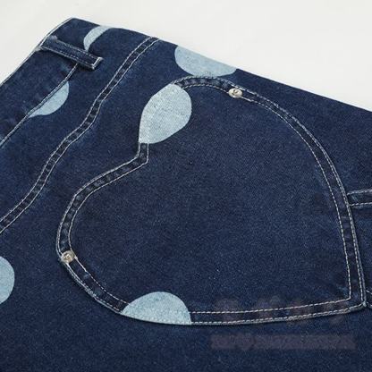 Hochwertige, strapazierfähige Jeans mit weitem Bein und Polka-Dot-Print - image 6