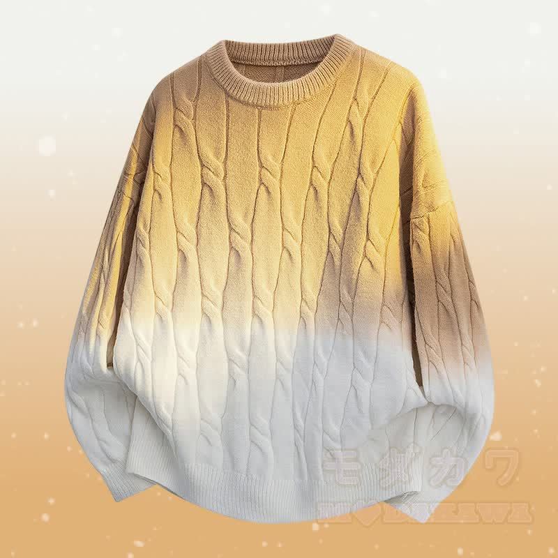 Zweiteiliger Strickpullover mit Farbverlauf und Taschen - Khakifarbener Pullover - 3XL - image 9
