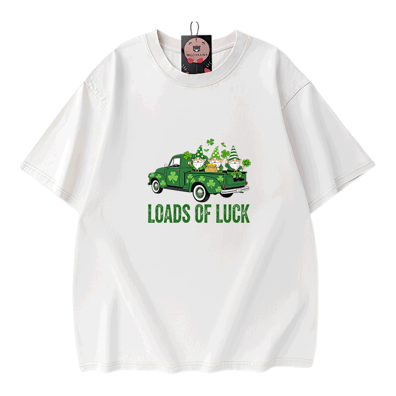 VIEL GLÜCK St. Pakrit's Day Glücksgrafik Modakawa Vintage gewaschenes T-Shirt aus 100% Baumwolle - White - 5XL - image 3