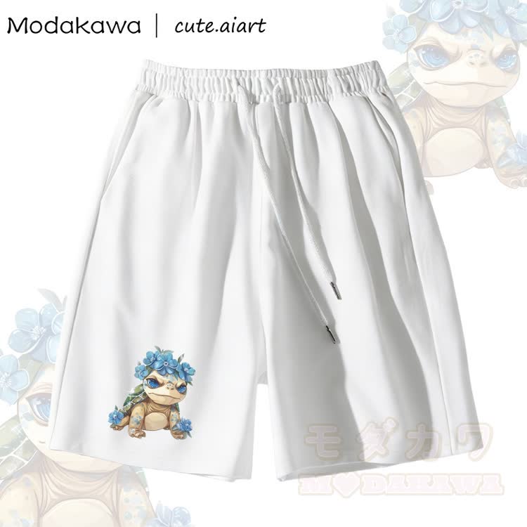 MODAKAWA X cute.aiart Shorts mit Blumen- und Schildkrötenmotiv - Weiß - 5XL - image 3