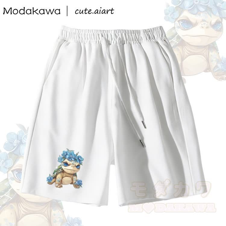 MODAKAWA X cute.aiart Shorts mit Blumen- und Schildkrötenmotiv - Weiß - 5XL - image 3