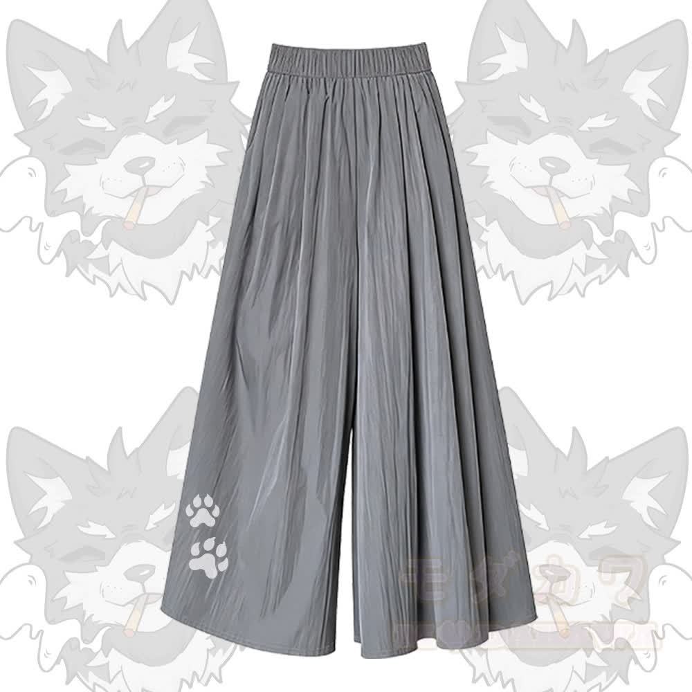 Smoking Wolf Grafik-T-Shirt mit U-Ausschnitt und passender Hose mit weitem Bein - Graue Hose - XL - image 5