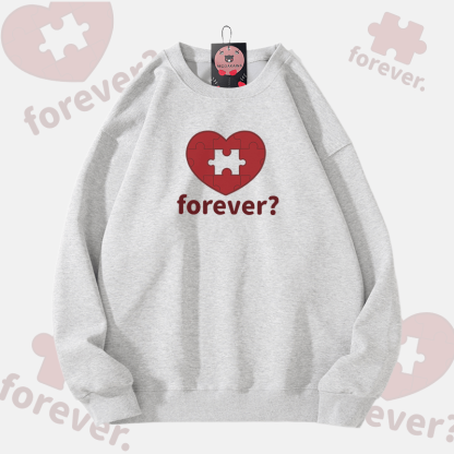 MODAKAWA FOREVER Puzzle Heart Graphic Unisex Sweatshirt - Grey A - 5XL - image 2