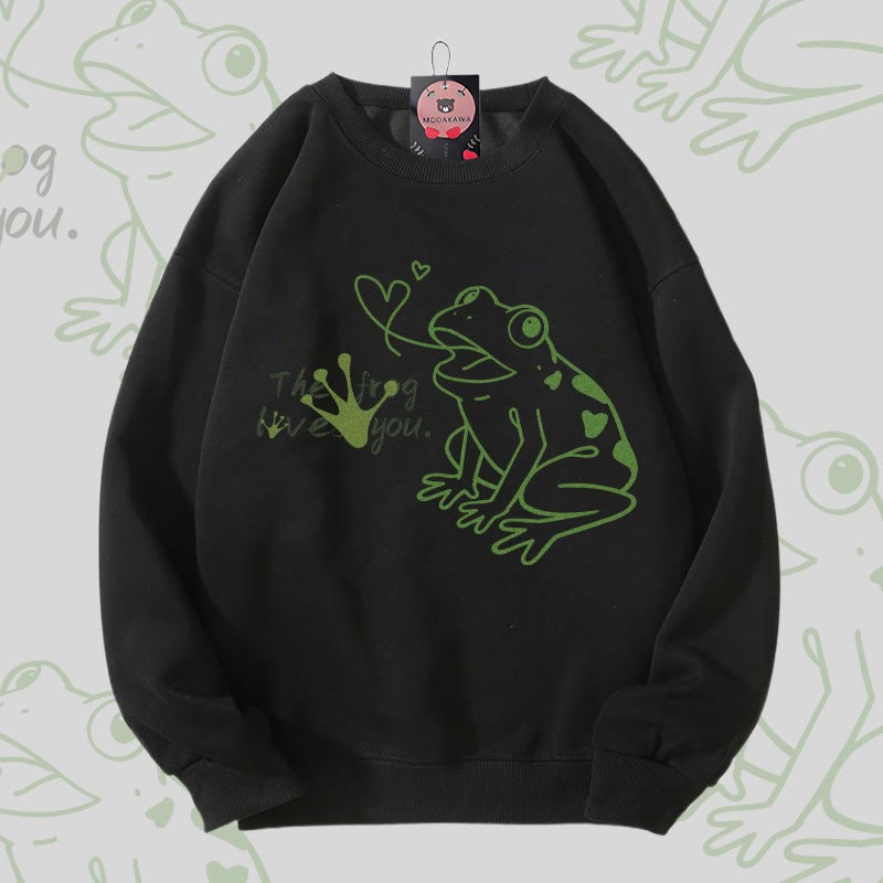 DER FROSCH LIEBT DICH Frosch-Grafik Unisex-Sweatshirt - Black - 5XL - image 4