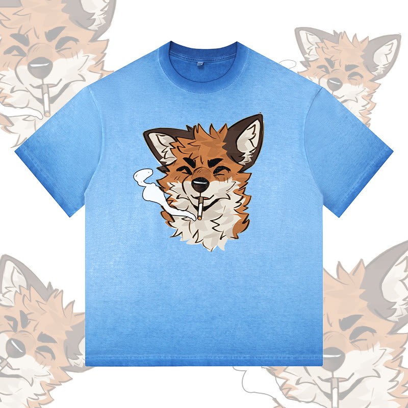 MODAKAWA X atka Fox Wants Meat Grafik-T-Shirt aus 100 % Baumwolle mit Farbverlauf - Blue - 5XL - image 3