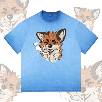 MODAKAWA X atka Fox Wants Meat Grafik-T-Shirt aus 100 % Baumwolle mit Farbverlauf - Blue - 5XL - image 3