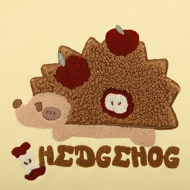 Kapuzenpullover aus Chenille mit Igel-Stickerei und apfelförmiger Kapuze - image 6