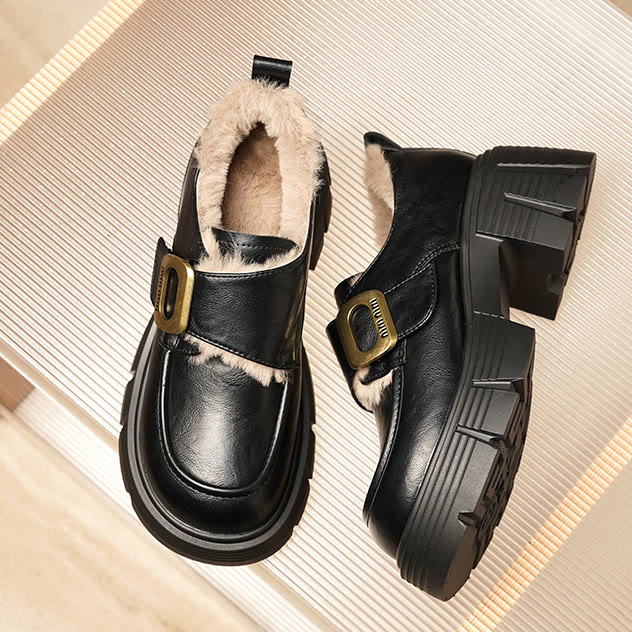 Elegante Plateau-Loafer im britischen Stil - Schwarzes Fleecefutter - 40 - image 5