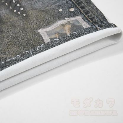 Zweiteiliges Set: Niedliches T-Shirt mit Katzen- und Sternenprint, bedruckte Jeansshorts und passendes Dekor-Dekor-Set - image 10