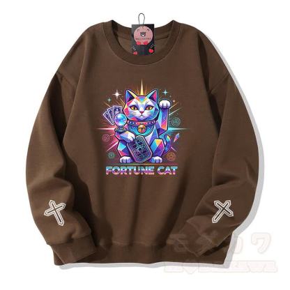 FORTUNE CAT Tarot Kreuz Grafik Modakawa Sweatshirt - Braun - 5XL - image 5