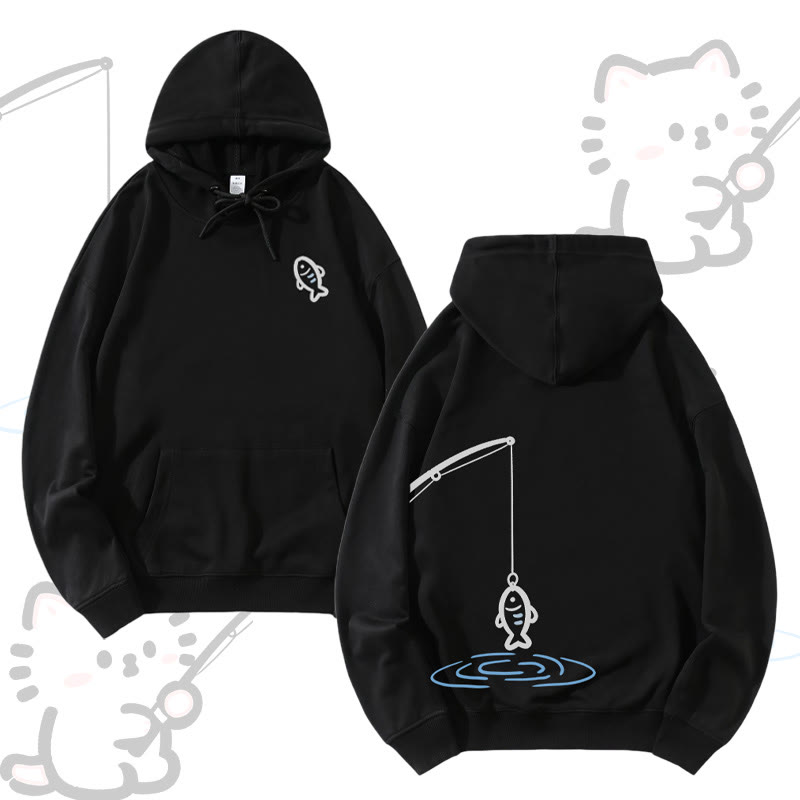 MODAKAWA Partner-Hoodie mit Fischkatzen-Motiv - Black - 5XL - image 5