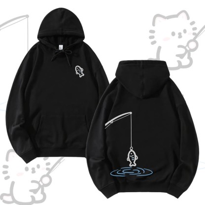 MODAKAWA Partner-Hoodie mit Fischkatzen-Motiv - Black - 5XL - image 5