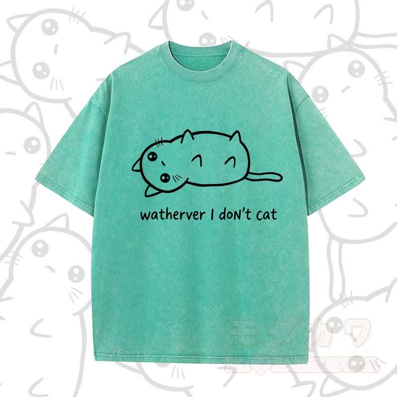 MODAKAWA WATHERVER I DON'T CAT Kurzarm-T-Shirt mit Aufdruck - Grün B - 5XL - image 4