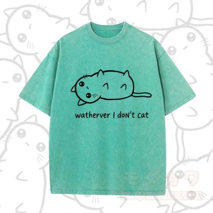 MODAKAWA WATHERVER I DON'T CAT Kurzarm-T-Shirt mit Aufdruck - Grün B - 5XL - image 4