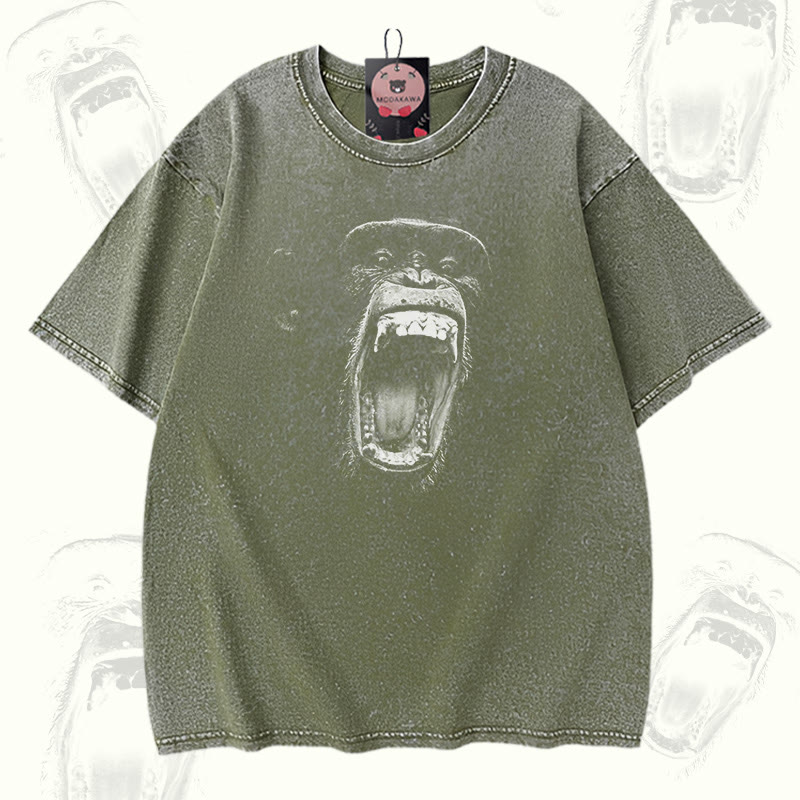 Roaring Ape Graphic Modakawa Unisex Vintage Washed T-Shirt - Green - 5XL - image 4
