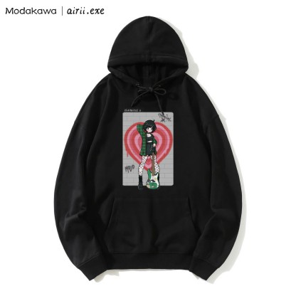 MODAKAWA X airii.exe CHEMICAL Gitarrenmädchen-Buchstabendruck Modakawa Lockerer Hoodie - Black - 5XL - image 5