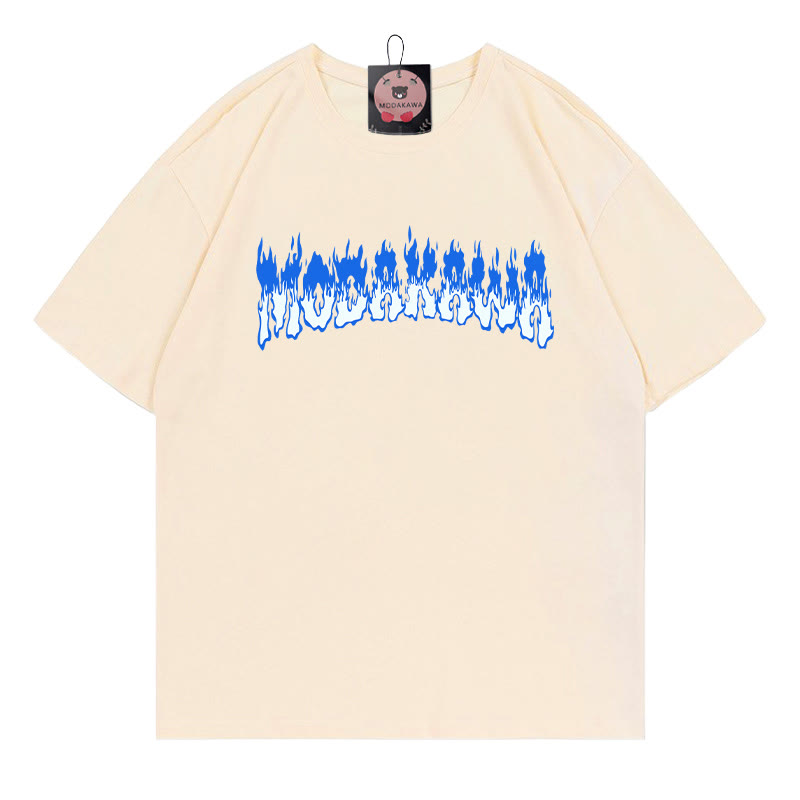 Modakawa T-Shirt mit Flammenbuchstaben-Print - Apricot - 5XL - image 3