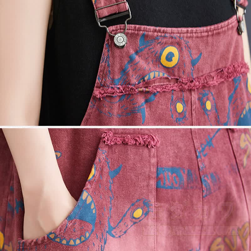 Lässige, locker sitzende Jeansshorts mit Vintage-Print - image 6