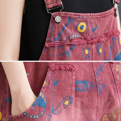 Lässige, locker sitzende Jeansshorts mit Vintage-Print - image 6