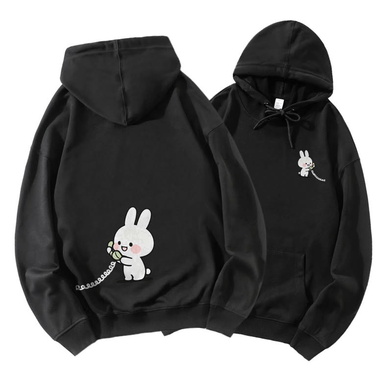 Bär und Hase telefonieren – Partner-Hoodie mit Grafik – Partnerlook - Black B - 5XL - image 13