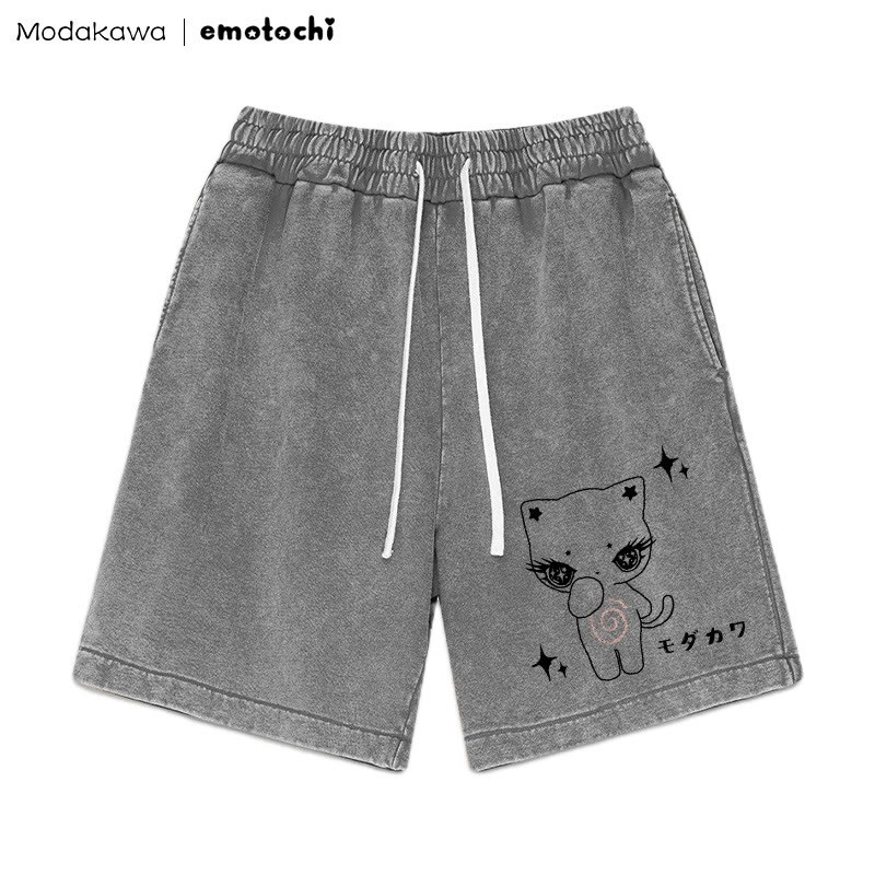 Shorts mit verwaschenem Vintage-Print von Kitty Star - Grau - 3XL - image 3