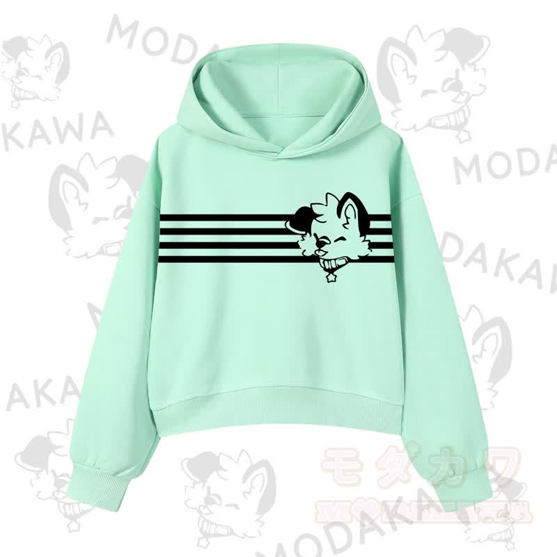 Modakawa Baumwoll-Hoodie mit Hunde-Grafikstreifen - Grün - 3XL - image 9