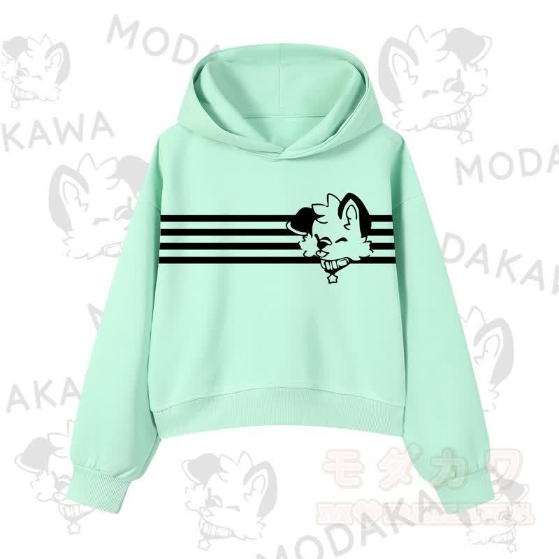Modakawa Baumwoll-Hoodie mit Hunde-Grafikstreifen - Grün - 3XL - image 9