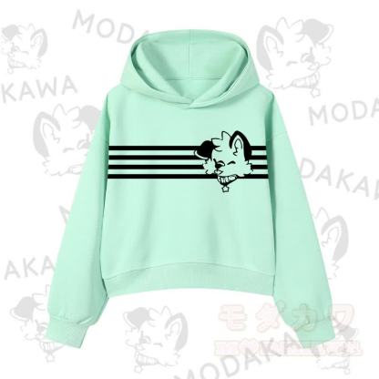 Modakawa Baumwoll-Hoodie mit Hunde-Grafikstreifen - Grün - 3XL - image 9
