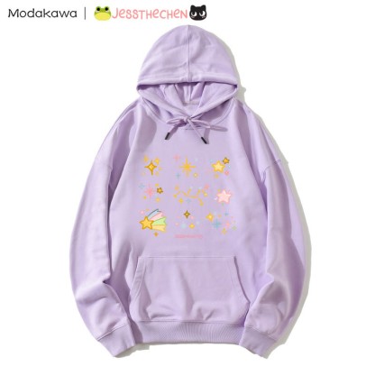MODAKAWA X jessthechen – Lockerer Hoodie mit Sternenmuster - Purple - 5XL - image 3