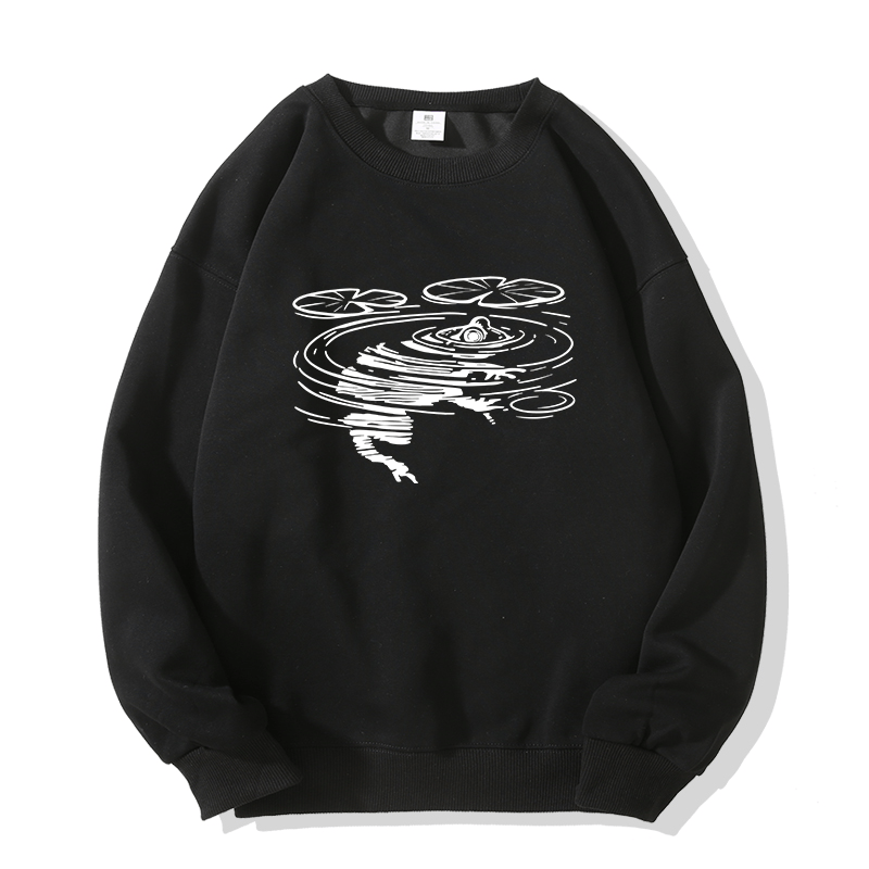 Sweatshirt mit Froschmotiv und Rundhalsausschnitt - Black - 5XL - image 5