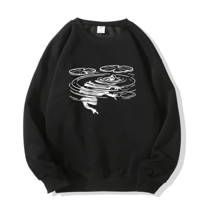 Sweatshirt mit Froschmotiv und Rundhalsausschnitt - Black - 5XL - image 5