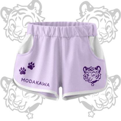 Happy Tiger Grafik Crop Tank Sport Top Shorts Bikini Modakawa passendes Outfit - Purple Shorts - 5XL - image 8
