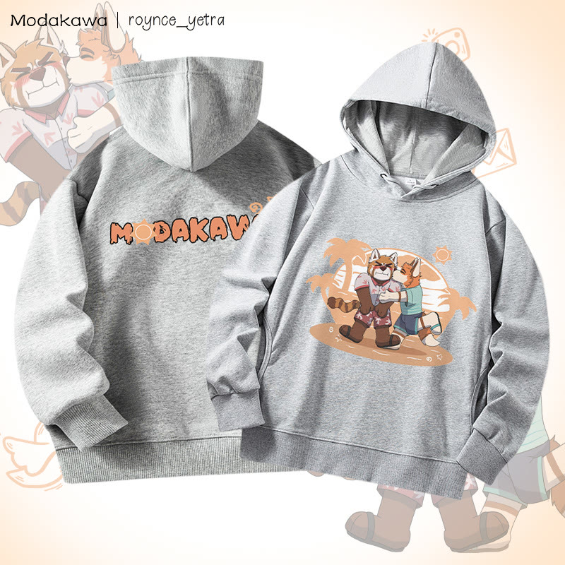 MODAKAWA X roynce_yetra Anderson Kisses Felipe Grafik-Baumwollhoodie mit Seitentaschen - Grey A - 4XL - image 5