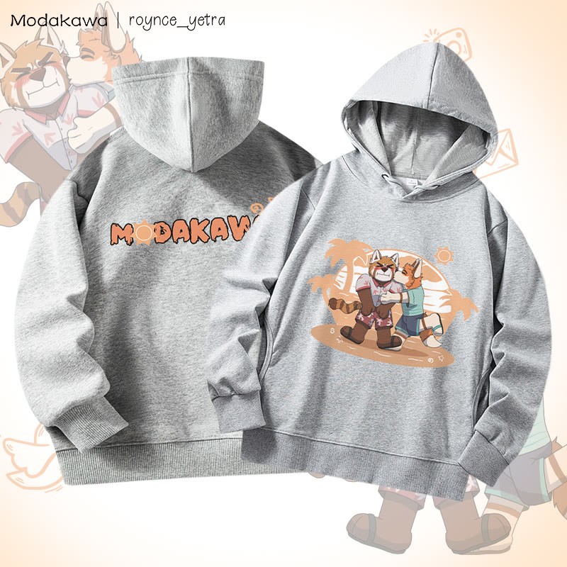 MODAKAWA X roynce_yetra Anderson Kisses Felipe Grafik-Baumwollhoodie mit Seitentaschen - Grey A - 4XL - image 5