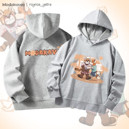 MODAKAWA X roynce_yetra Anderson Kisses Felipe Grafik-Baumwollhoodie mit Seitentaschen - Grey A - 4XL - image 5