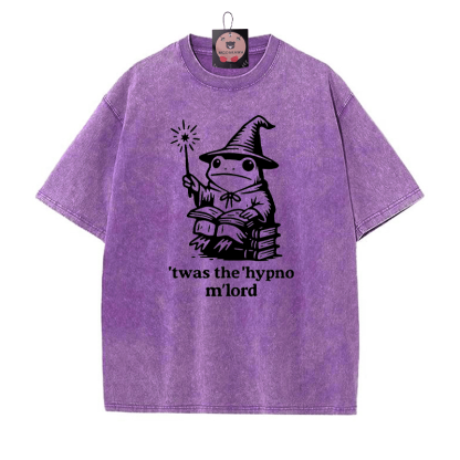 'TWAS THE' HYPNO M'LORD Magic Frog Grafik Unisex Vintage Washed T-Shirt - Lila - 5XL - image 4