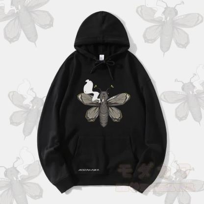 MODAKAWA Smoking Moth Grafik Streetwear Pullover Hoodie - Schwarz - 5XL - image 4
