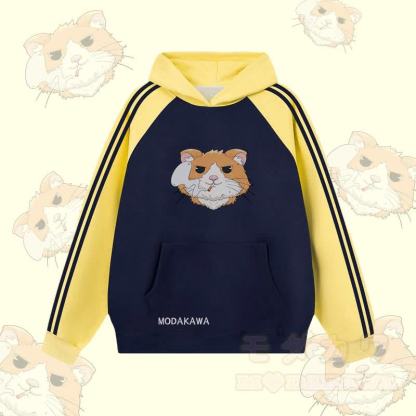MODAKAWA Kapuzenpullover mit Raucherhamster-Grafik und Farben -Design, gefüttert mit Fleece - Purpurblau - 2XL - image 4