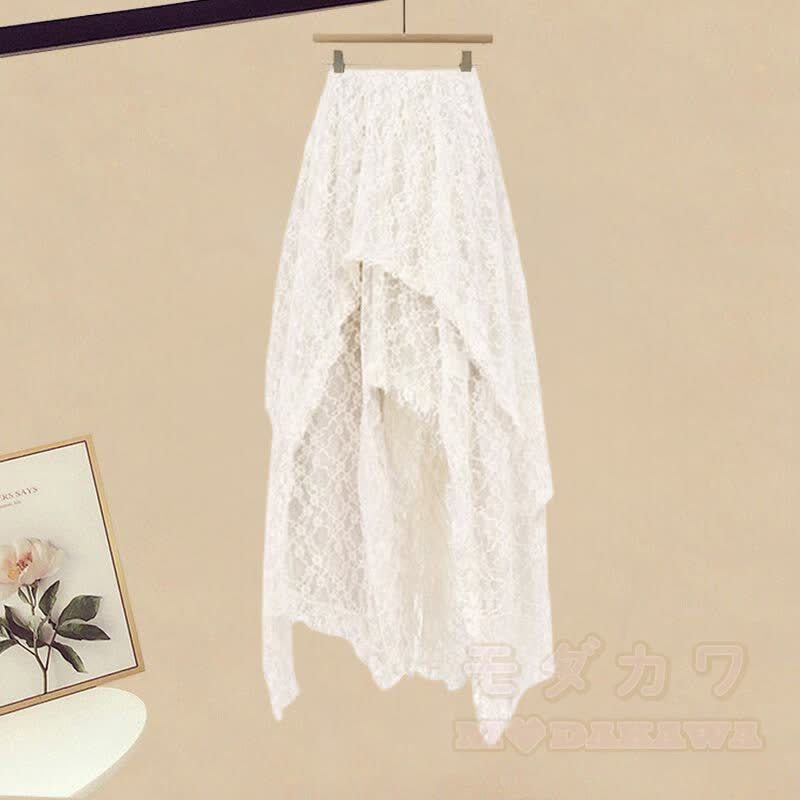 Asymmetrisches Kleid, Spitzenrock, passendes Outfit - Rock (Einzeln) - XL - image 5