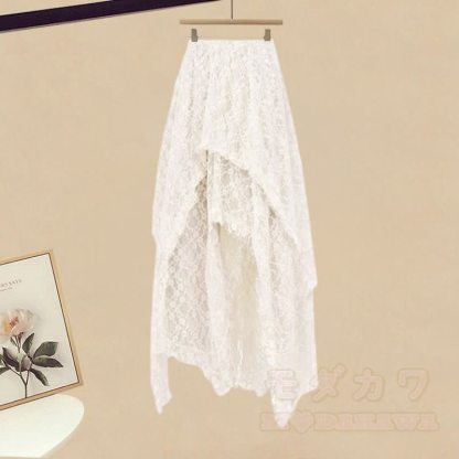 Asymmetrisches Kleid, Spitzenrock, passendes Outfit - Rock (Einzeln) - XL - image 5